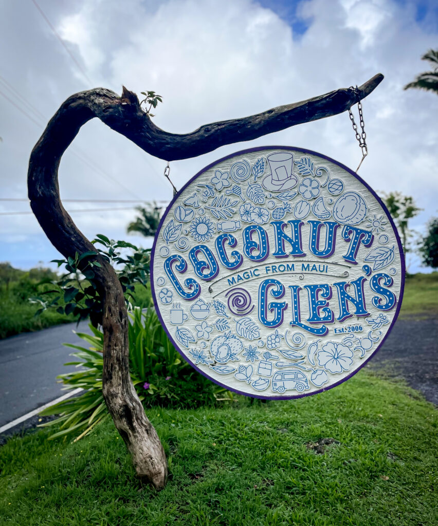Coconut Glens Ice Cream Sign on the Road to Hana in Maui