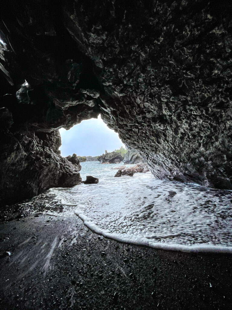 Cove in Black Sand Beach on the Road to Hana in Maui