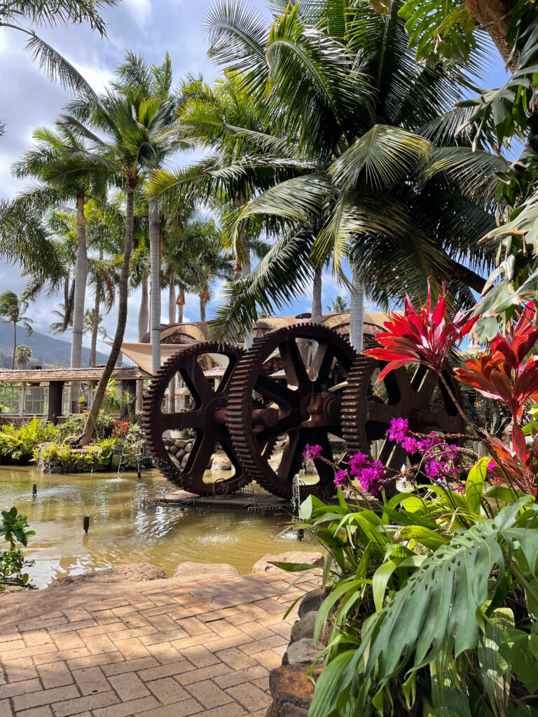 Fountains and garden at Maui Tropical Plantation 