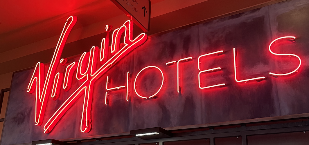 Virgin Hotels Las Vegas red neon sign