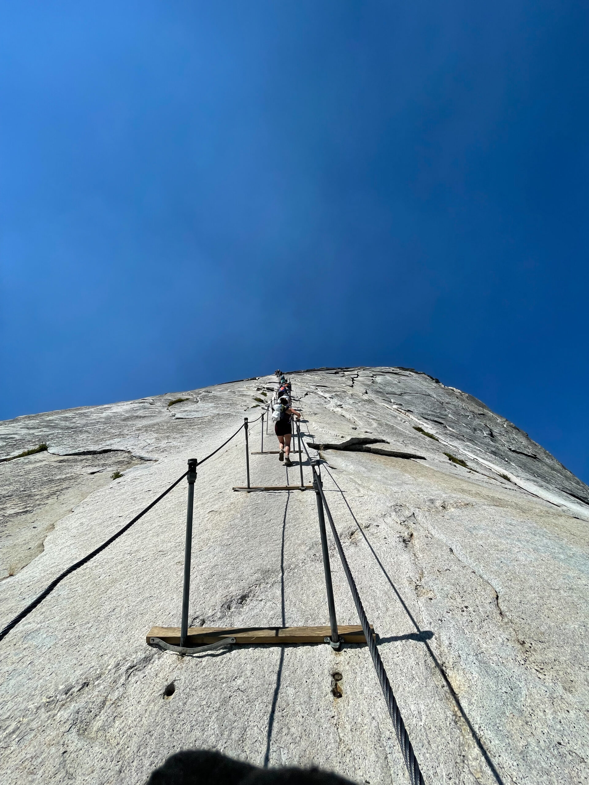 Ascending the Half Dome cables in Yosemite