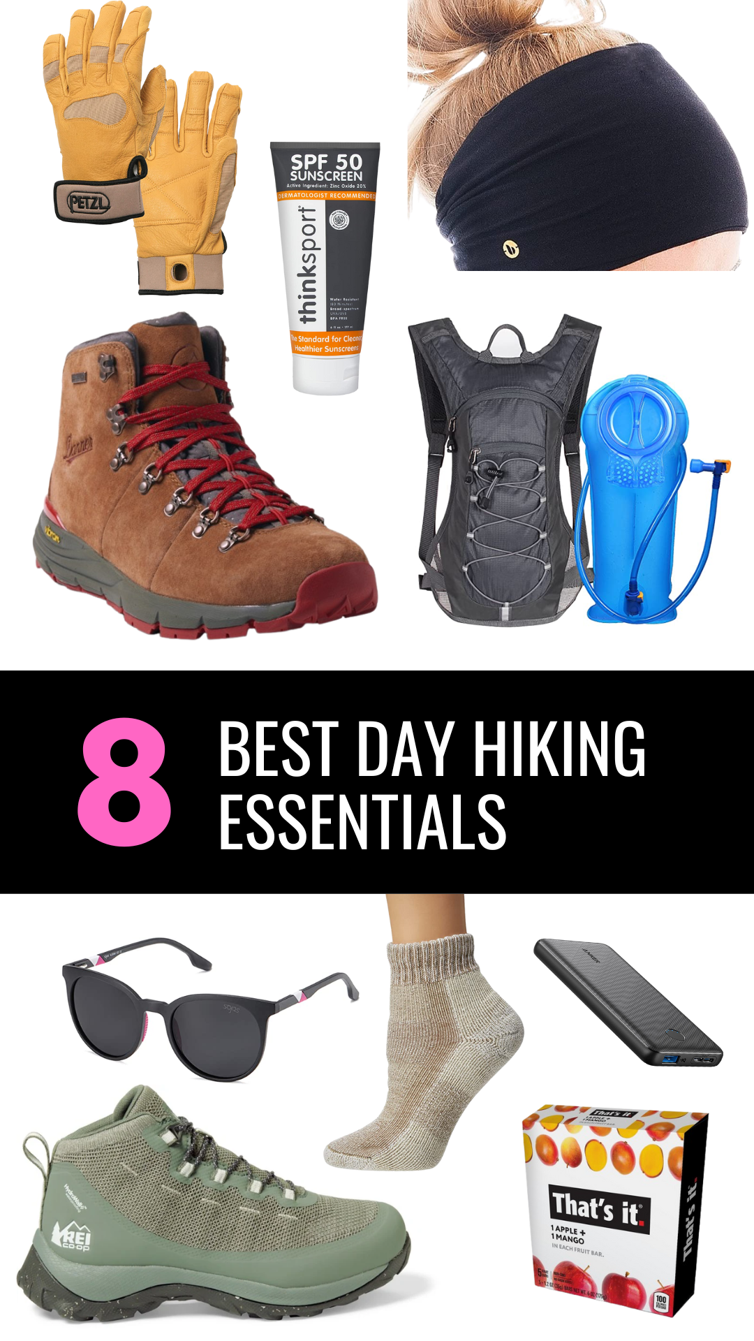 pinterest pin image for 8 best day hiking essentials