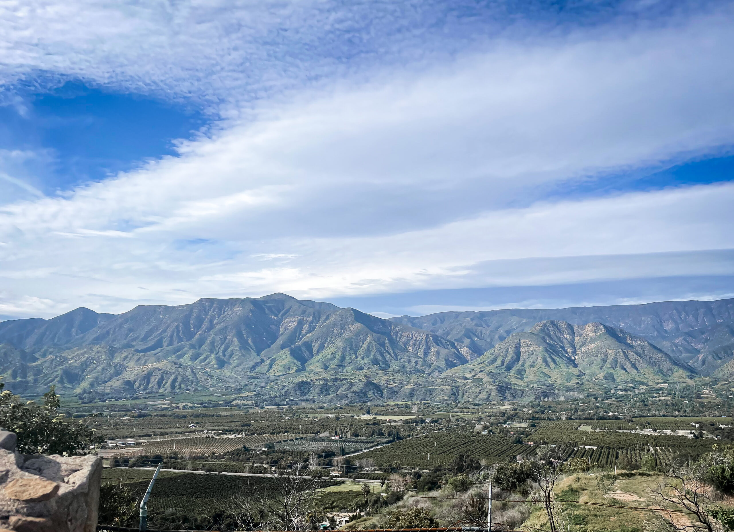 View of the hills and valley of Ojai