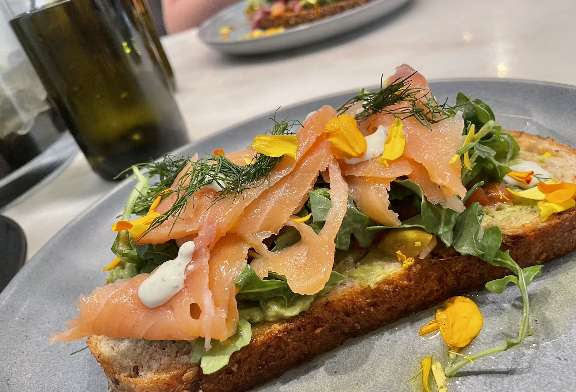 Avocado Toast with smoked salmon from Small Barn Temecula