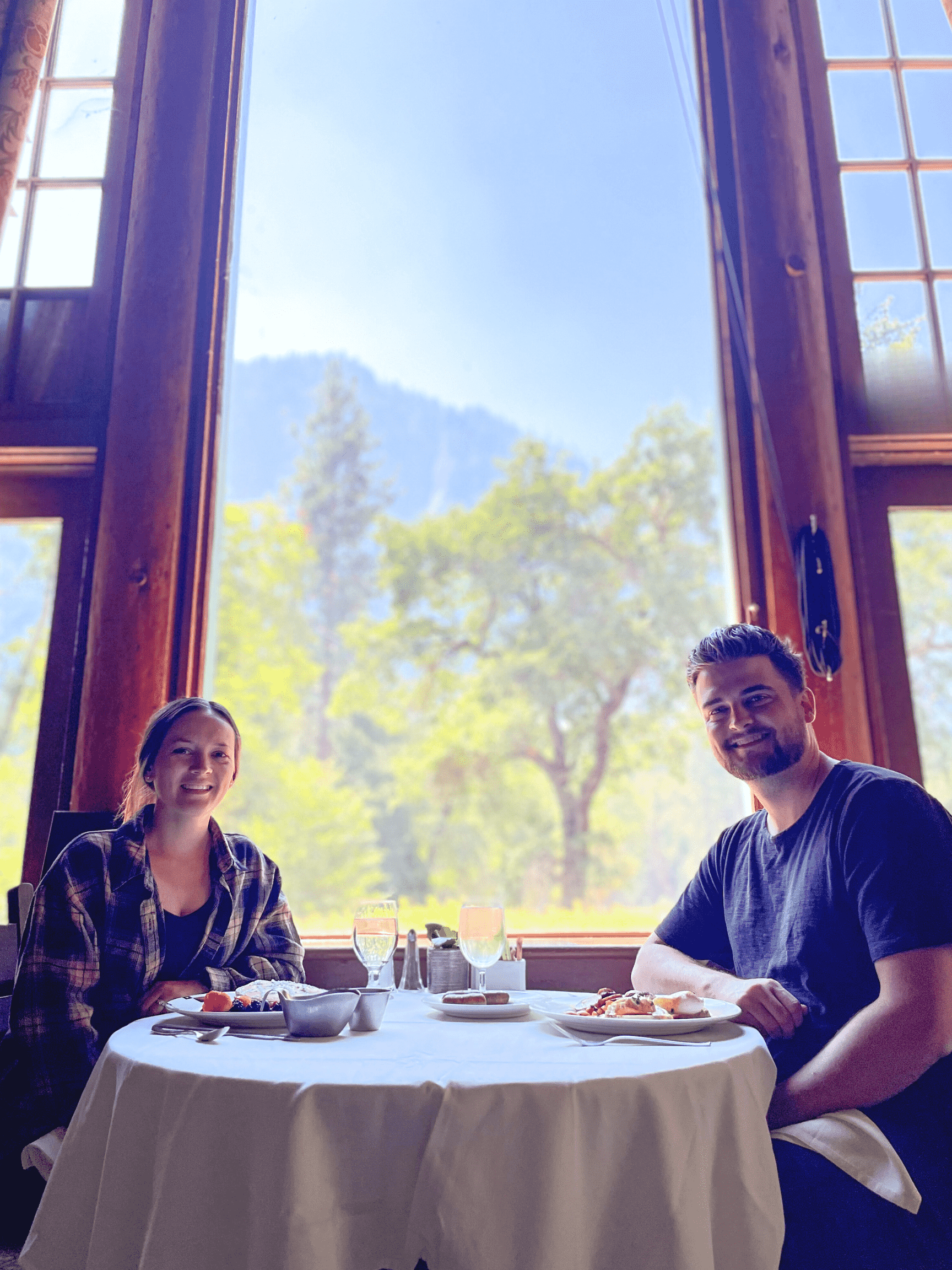 Couple eating breakfast in Yosemite