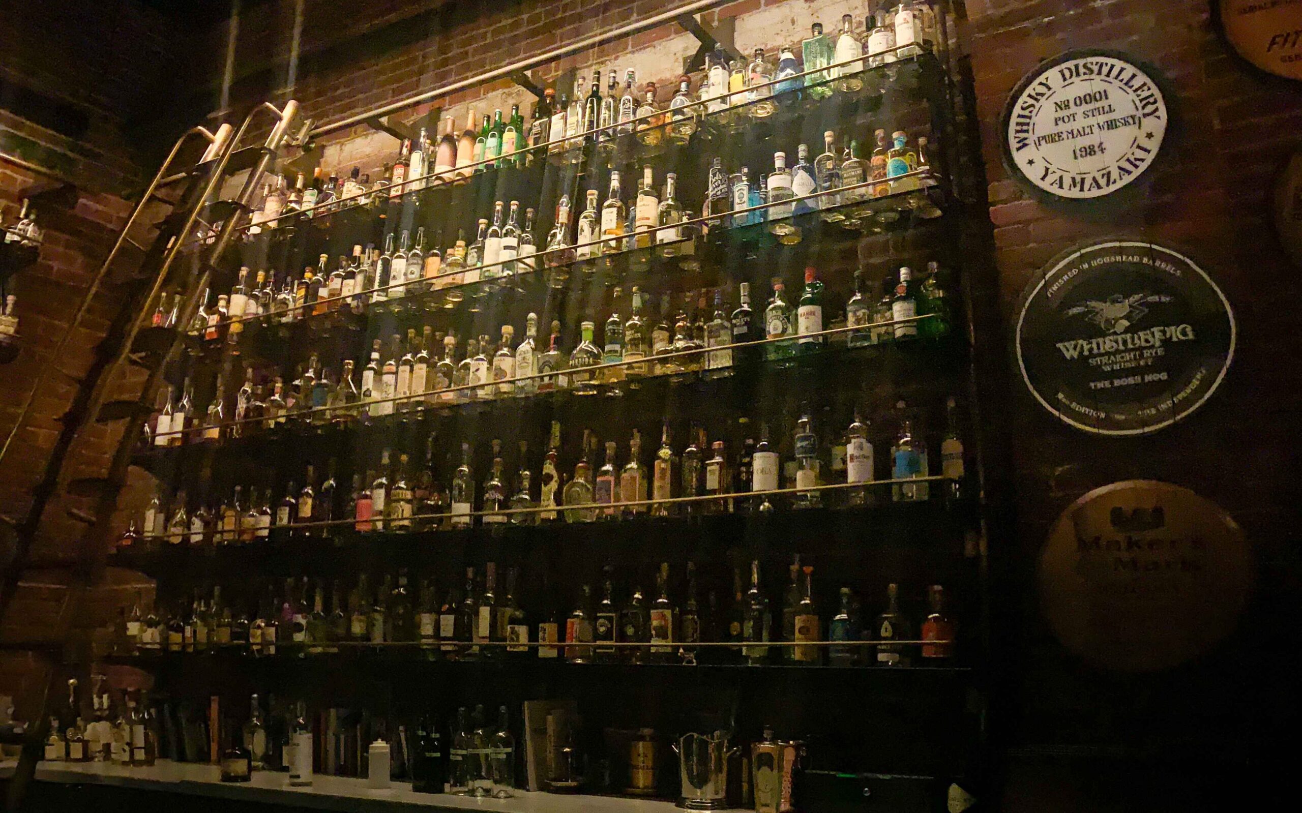 Bar Full of Bottles at Multnomah Whiskey Library