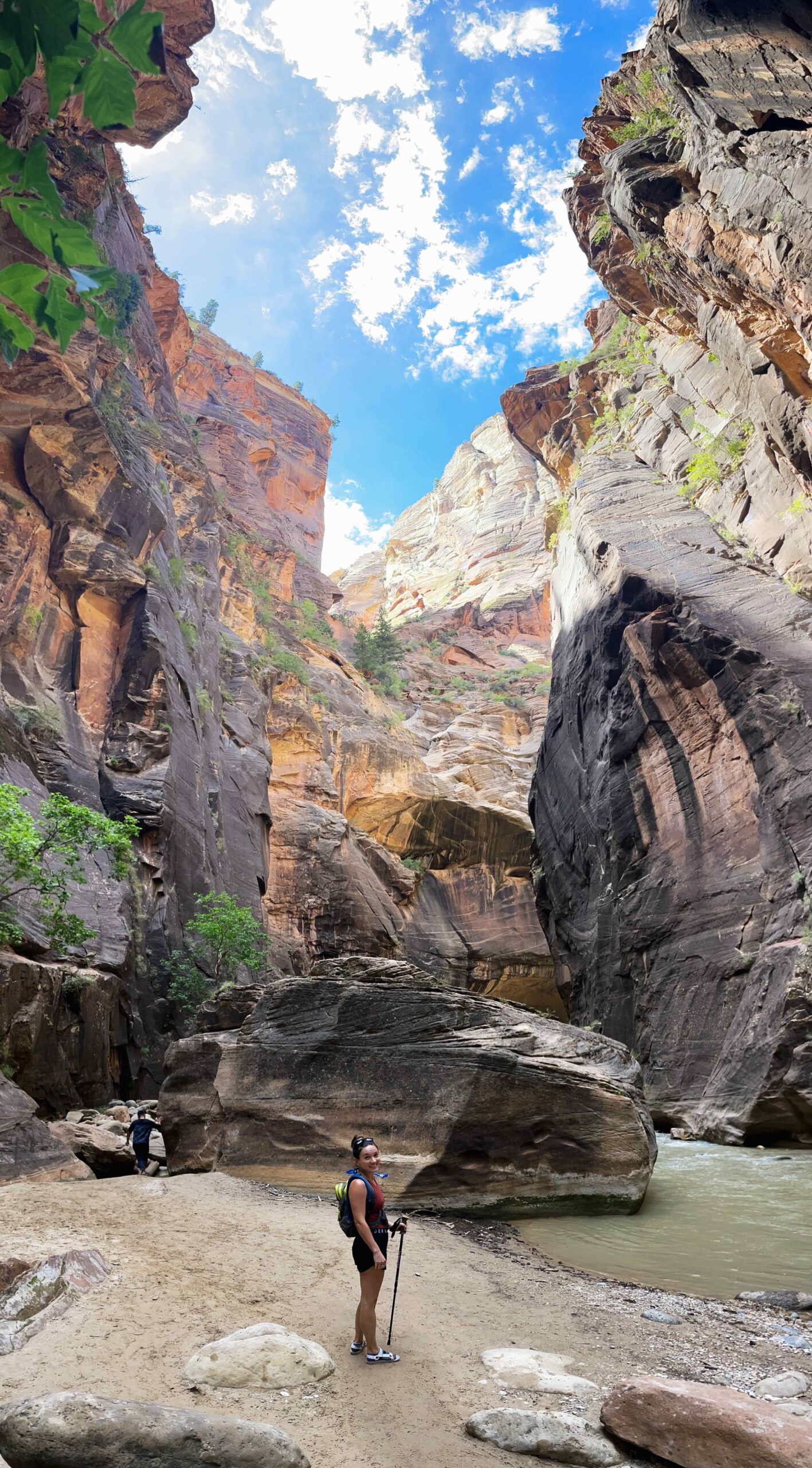 Girl hiking the Narrows Zion National Park