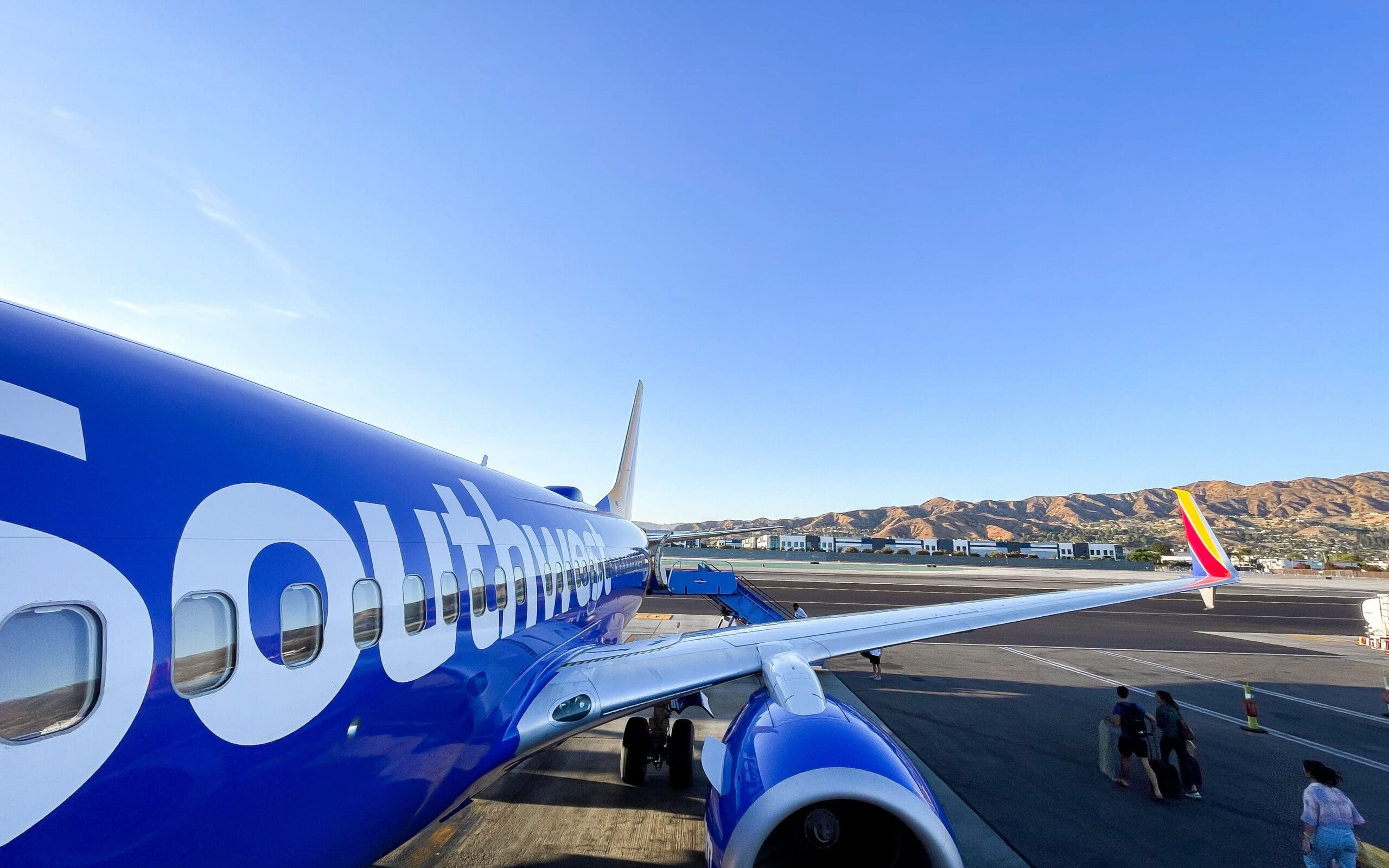 Southwest Airlines plane boarding from Burbank