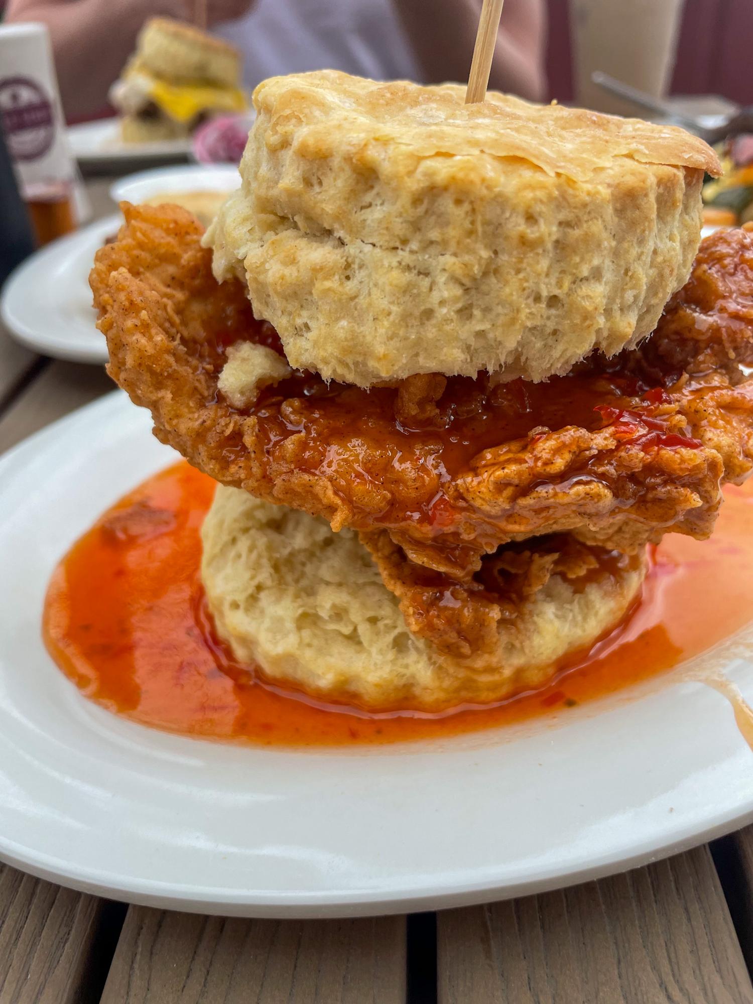 The Squawking Goat biscuit sandwich