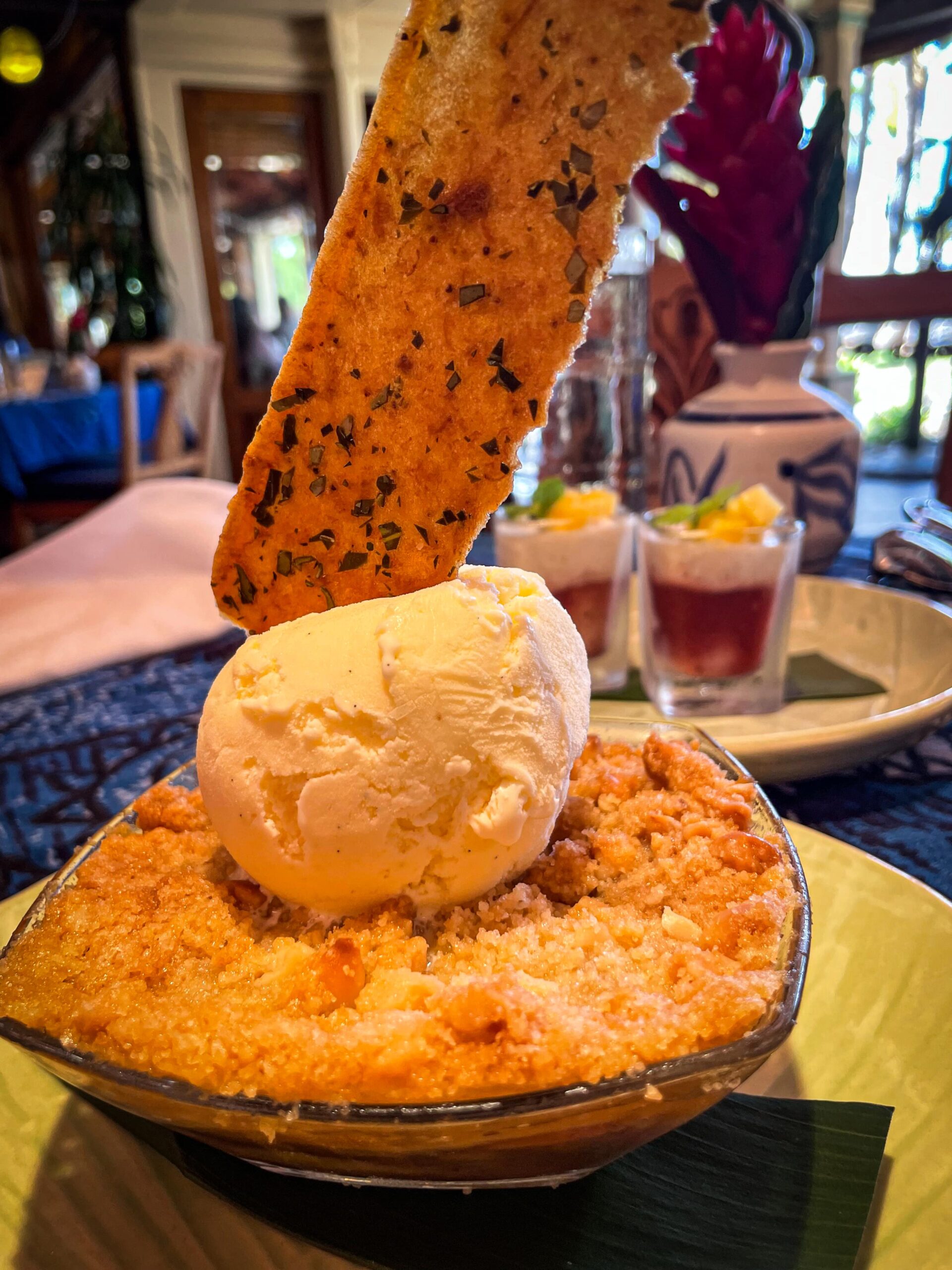 Warm Banana Macadamia Nut Crisp from Mama's Fish House in Maui