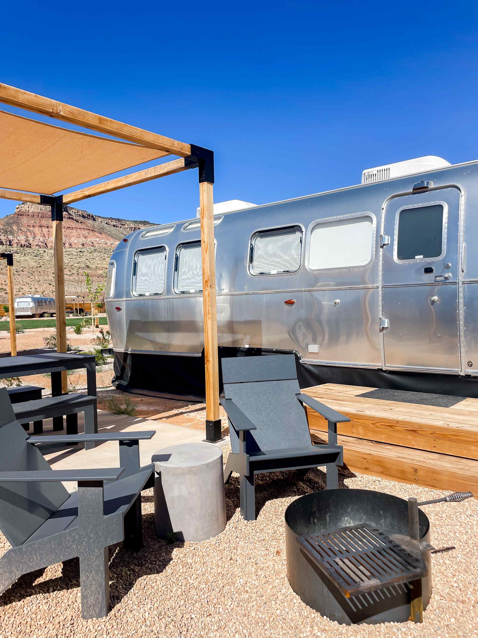 AutoCamp Zion Airstream camp site with fire pit