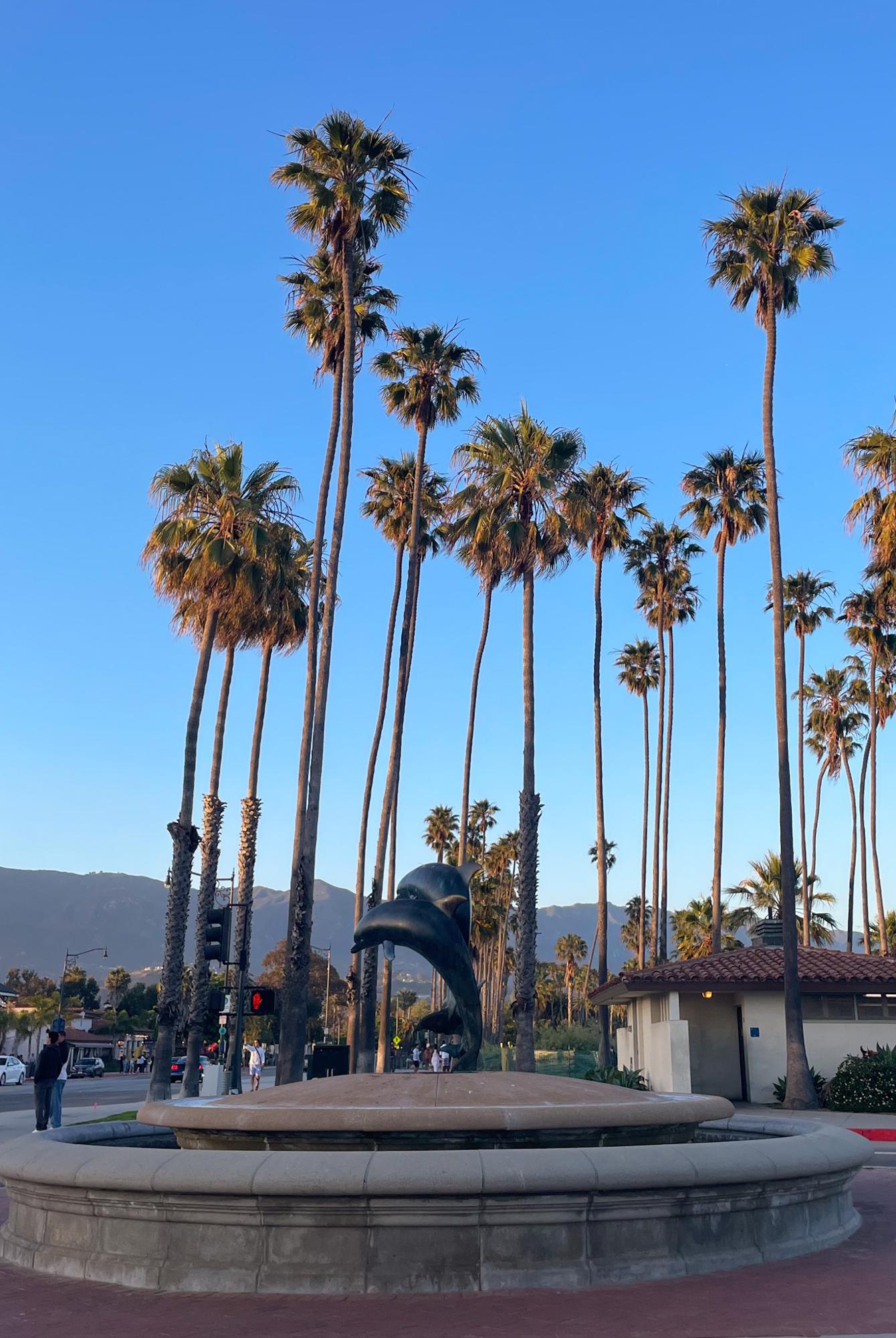 Dolphin Fountain at the entrance to the Santa Barbara pier